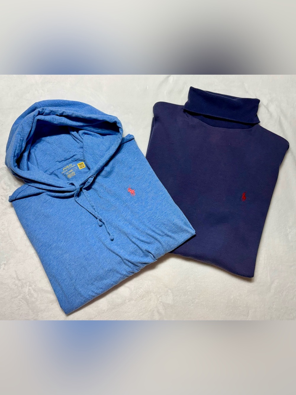 TWO Polo Ralph Lauren Pullovers Sweater with Turtleneck/Hooded Shirt Long Sleeve